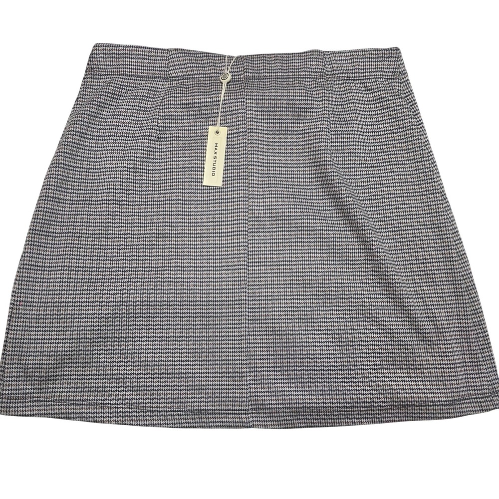 Max Studio Women M Skirt Brown Houndstooth Wrap Knit Mini Career Preppy NWT